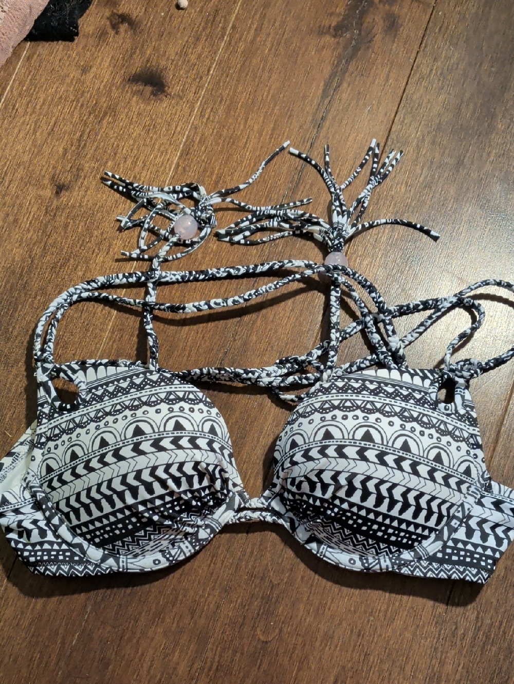 Black & White Patterned Halter Bikini Top - Women Intimates & Sleepwear